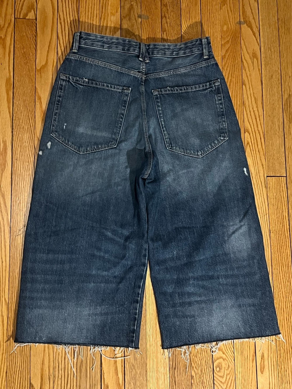 Zara Dark Blue Distressed Denim Jean Shorts - Picture 4 of 4